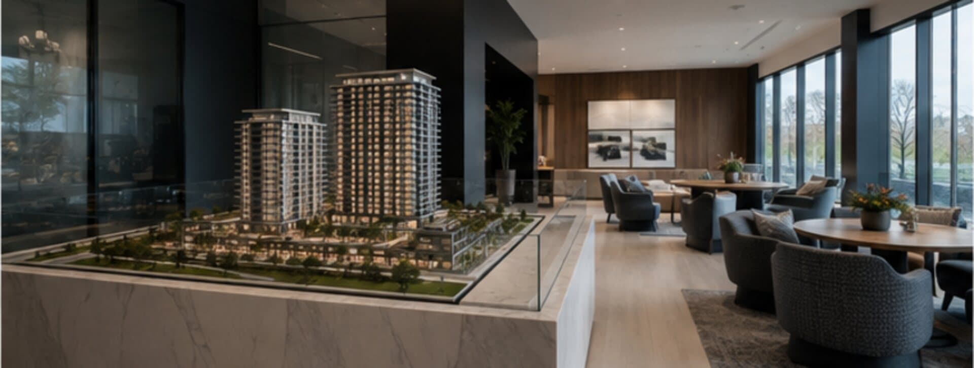 Maquette d'un projet immobilier exposée dans un bureau de vente
